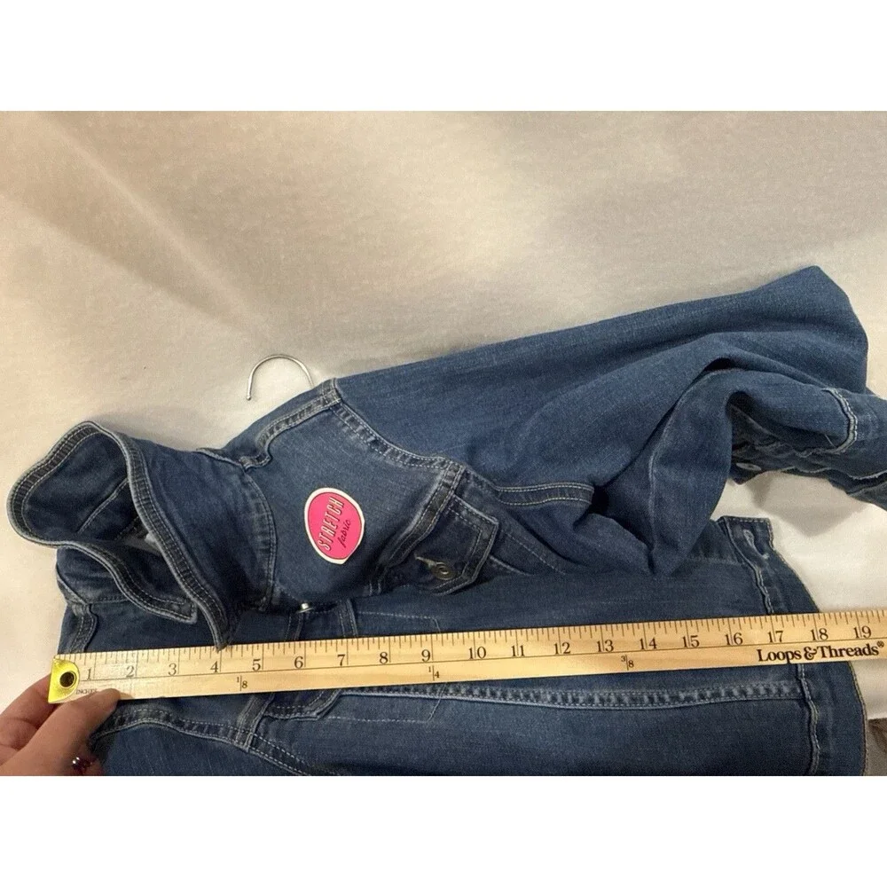 Children's Place Girl’s Denim Jean Jacket Girls 16 Stretch Denim Blue Button NWT
